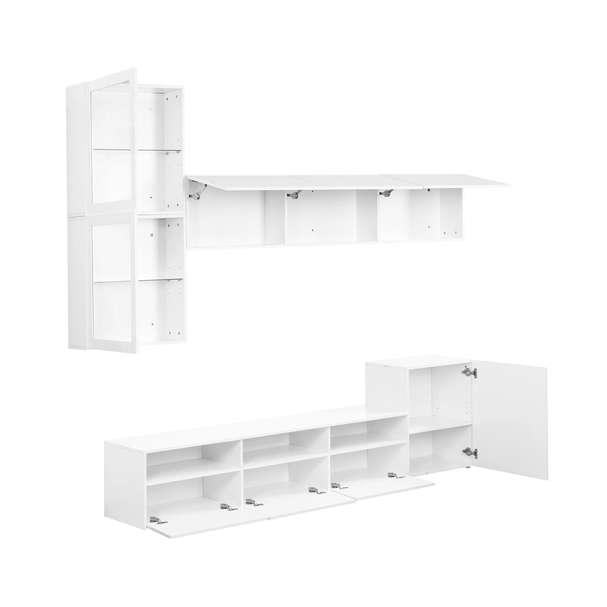 High Gloss TV Stand Media Entertainment Units with Wall